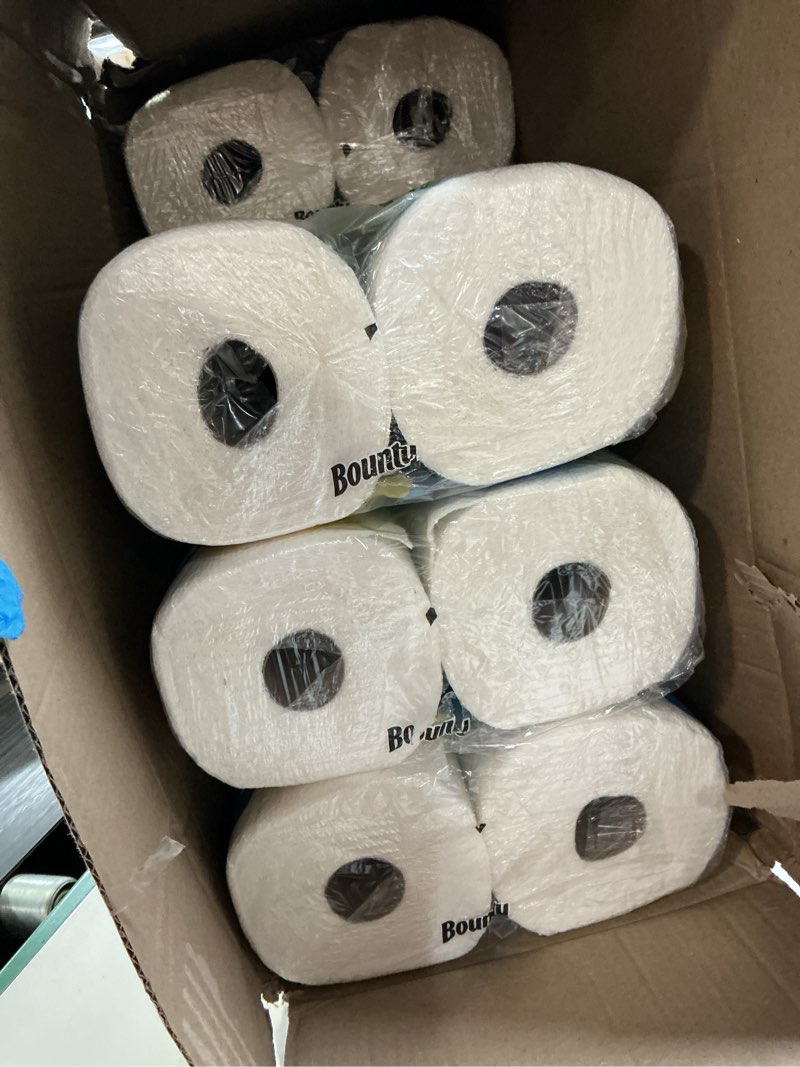 Condition photo showing As Is for Bounty Paper Towels Quick Size, White, 16 Family Rolls = 40 Regular Rolls Family 16 Rolls (107 Sheets each)