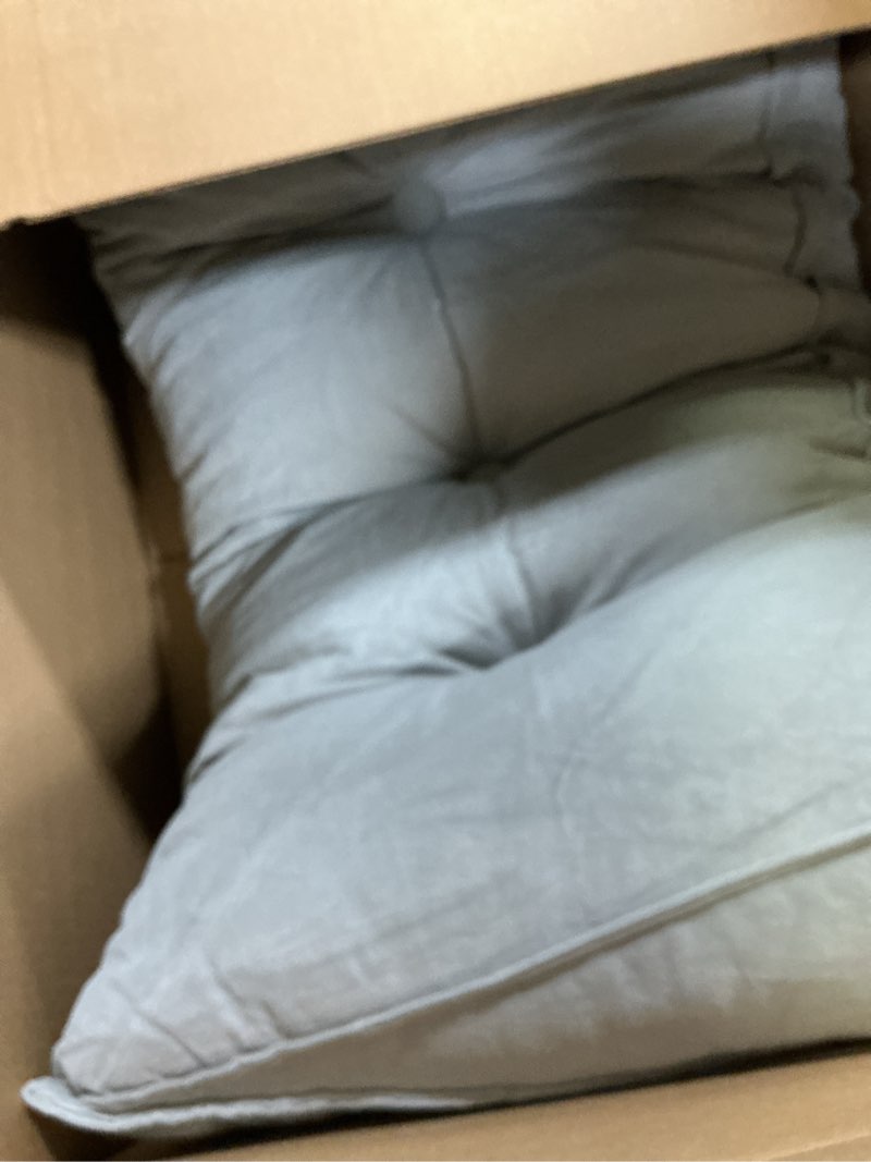Condition photo showing As Is for Headboard Pillow for Bed,Triangular Wedge Pillow Headboard Soft Support While Reading and Resting,Bed Bolster Cushion Headboard with Removable Cover,Chalk Grey,Twin (39"x8"x20") Chalk Grey Twin (39"x8"x20")
