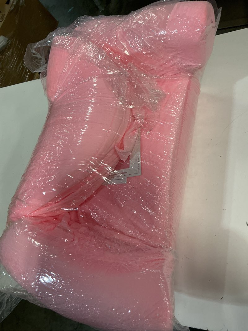 Condition photo showing Good Condition for Kids Sofa Chair with Removable Washable Cover & Magic-Tape Backrest Toddler Chair, Cozy Crystal Velvet Furniture for Playtime, Naps & Travel (Soft Pink, Unicorn Design) Unicorn-pink