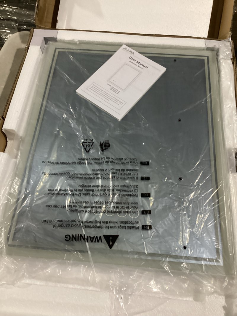 Condition photo showing Good Condition for 20"x28" LED Bathroom Mirror with Anti-Fog, Dimmable Backlit + Front Lit, 3 Colors LED Bathroom Vanity Mirror for Wall, Memory Function, Shatter-Proof Glass, ETL Listed(NHYJ5722D-NA) 28"L x 20"W