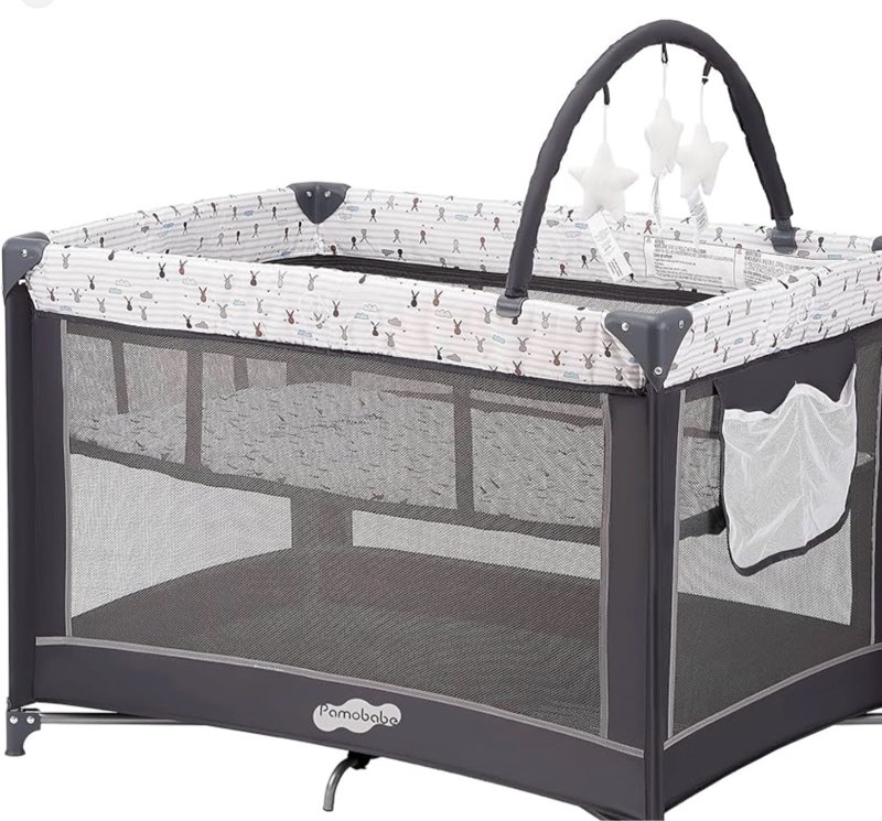 pamo babe pack and play with bassinet, portable playard for baby