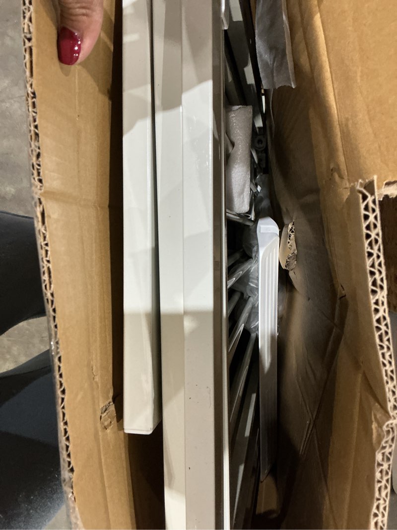 Condition photo showing As Is for extra wide baby gate 71.65-76.38 pressure mounted,child dog pet safety gates with walk through door for doorways stairs no drilling in door,white 71.65-76.38inch