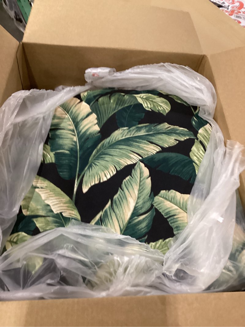 Condition photo showing New/Like New for arden indoor/outdoor seat or rocking chair cushion, 19 x 18, water repellent, rain proof, fade resistant cushion for rocking or dining chairs onyx cebu polyfill 1 pack | 19" x 18" onyx cebu