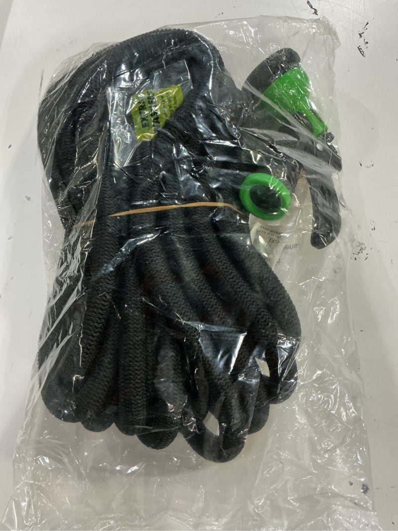 Condition photo showing New/Like New for flexi hose expandable garden hose with 8 function nozzle, 100ft - lightweight retractable garden hose, water hose - no-kink flexibility, 3/4 inch solid brass fittings and double latex core 100ft black