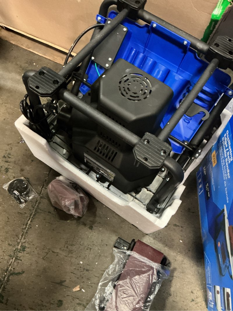 Condition photo showing As Is for kobalt 4-in x 24-in belt 6-amp benchtop sander