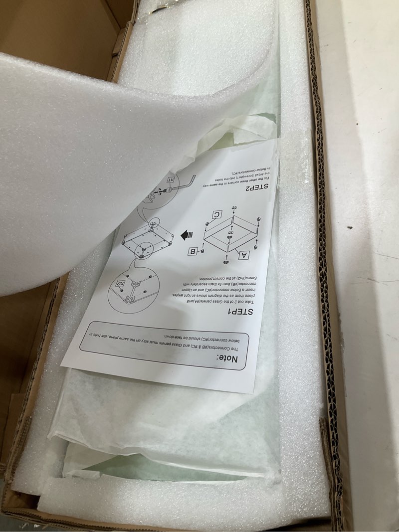 Condition photo showing New/Like New for fire pit wind guard, 17.5 square fire pit glass wind guard made of clear tempered glass, set with assembly instructions, screwdriver, easy to install 17.5*17.5 inch