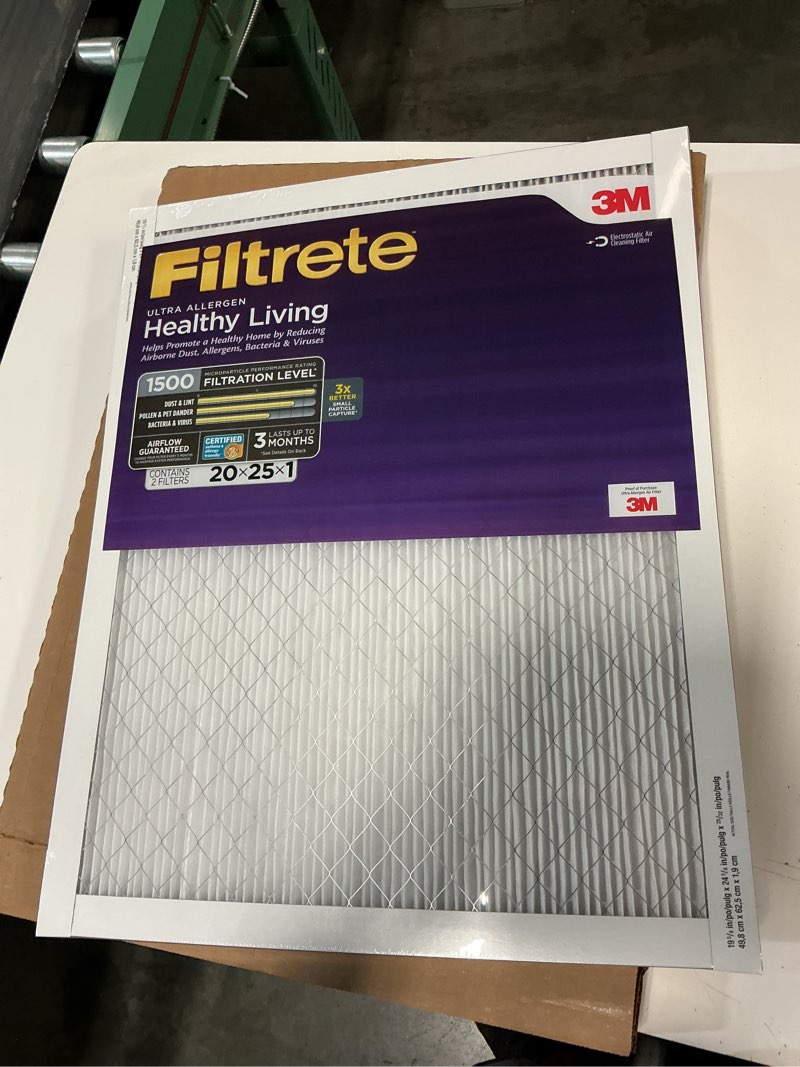 Condition photo showing New/Like New for filtrete 20x25x1, ac furnace air filter, mpr 1500, healthy living ultra allergen