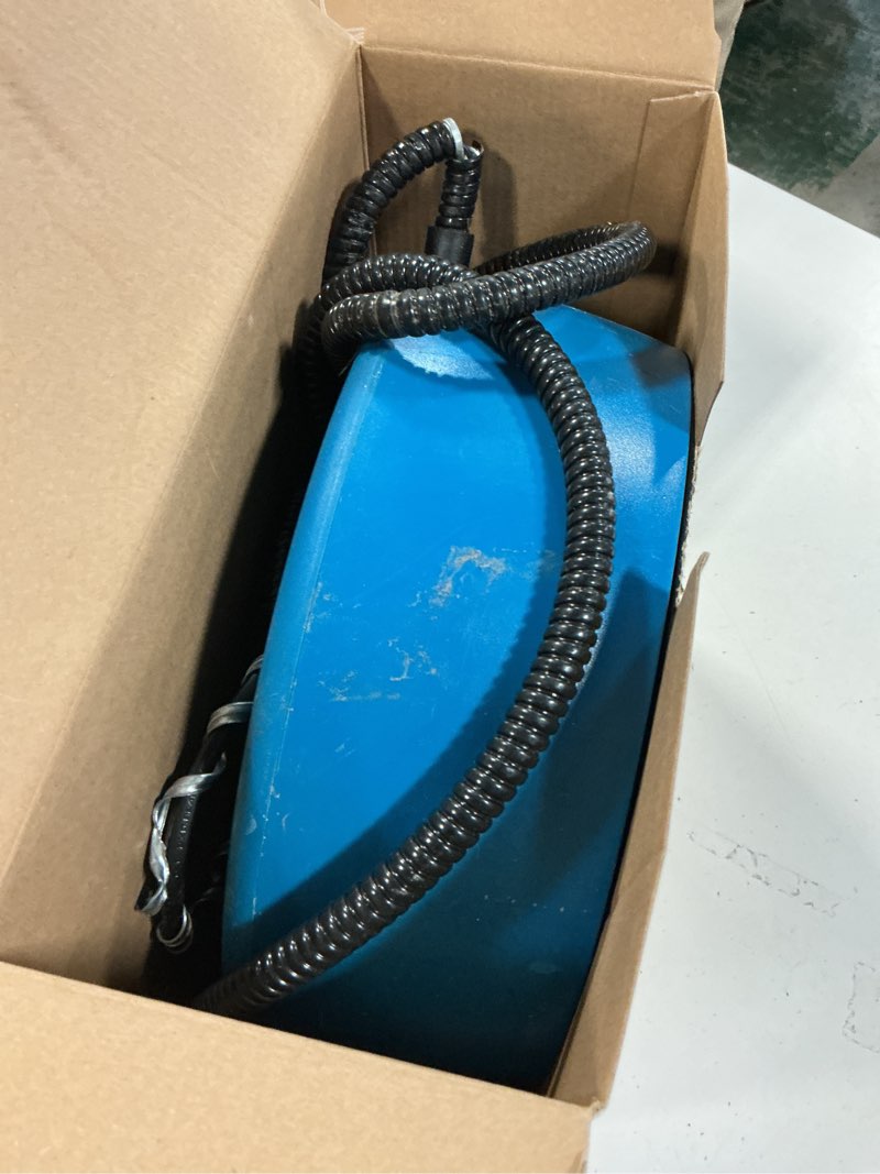 Condition photo showing As Is for Newget 3L Heated Water Bowl, Outdoor Large Heated Dog Bowls, Outside Waterproof Heated Pet Bowl with Chew Resistant Cord, Smart Thermal Dish Provides Drinkable Water in Winter for Cat, Rabbit, Chicken A-Blue