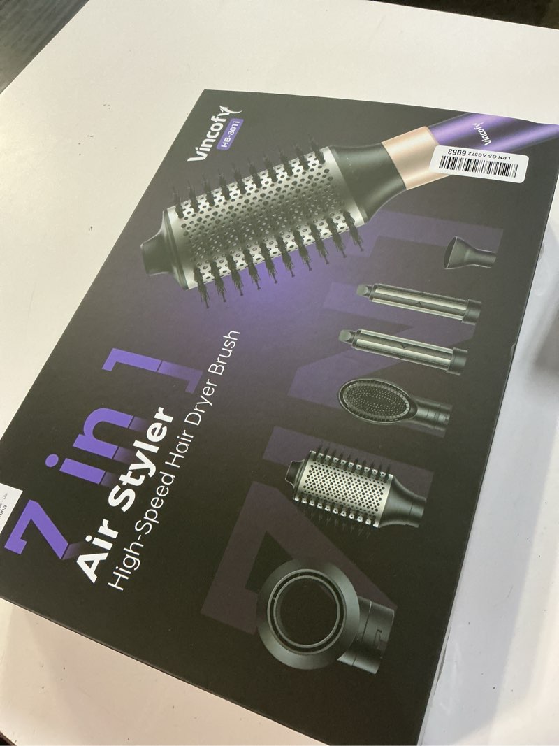 Condition photo showing Good Condition for vincofy 7 in 1 blow dryer brush set – hot air styler for fast drying, curling, straightening & volumizing – ionic hair dryer brush with 1500w power – no heat damage for all hair types – lilac