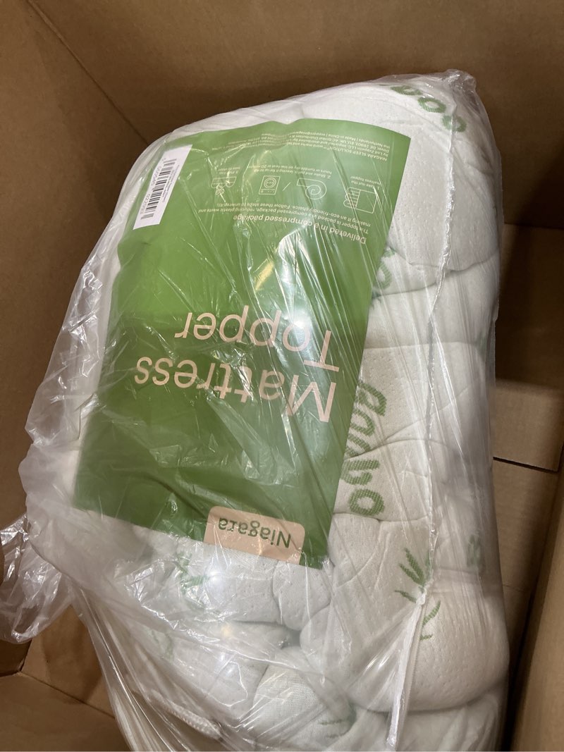 Condition photo showing Good Condition for niagara sleep solution ultra soft king size mattress topper - viscose made from bamboo pillow top mattress pad for back pain relief - naturally cooling for hot sleepers, green king 1 green