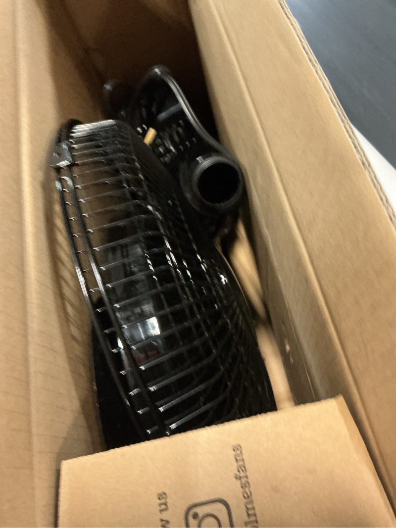 Condition photo showing Good Condition for holmes 12 inch oscillating table fan 3 speeds 75 degree wide angle oscillation adjustable 15 degree tilt quiet operation home office bedroom kitchen black black 12 inch