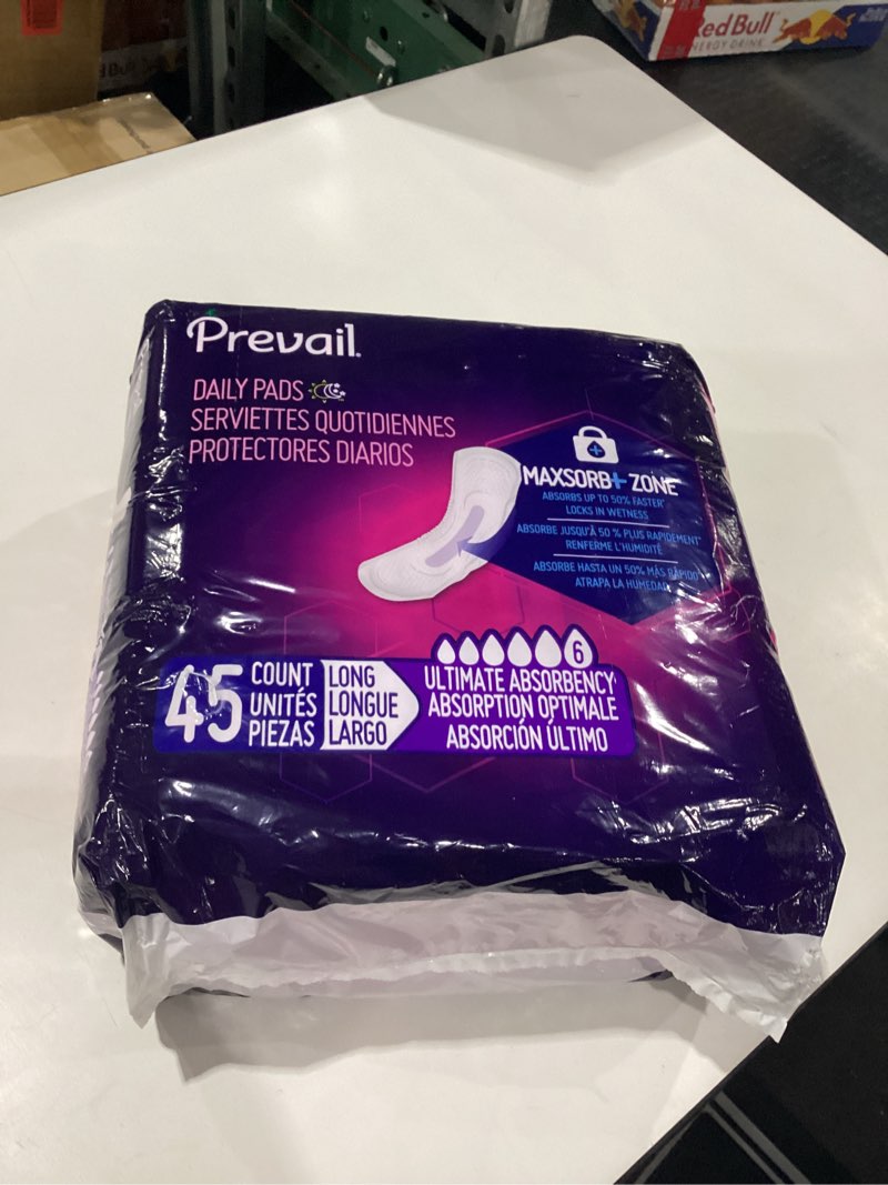 Condition photo showing New/Like New for Prevail Plus | Long Length Incontinence Bladder Control Pads | Ultimate Absorbency | 90 Count (2 packs or 45) 45 Count (Pack of 2)