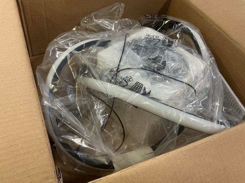 Condition photo showing Good Condition for mayna modern led pendant light fixture, contemporary led chandelier with irregular ring lights, adjustable modern chandeliers for dining room kitchen entryway living room bedroom, 6000k daylight black 19.7 inch - no remote control