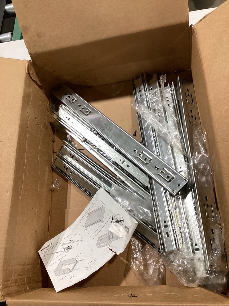 Condition photo showing As Is for ball bearing drawer slides 6 pairs (12pcs) -  full extension side mount slides for kitchen cabinets, wardrobes, office furniture silver