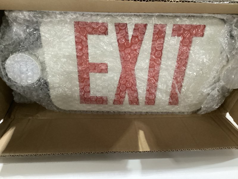 Condition photo showing New/Like New for Gruenlich LED Exit Sign Combo with Emergency Lights, Adjustable Heads, Battery Backup, UL 924 Qualified, AC 120-277V, Commercial Emergency Exit Light for Business- 12 Pack 12-Pack