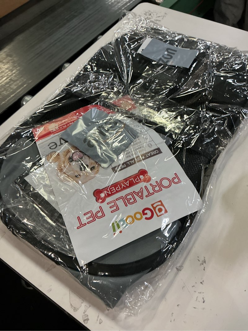 Condition photo showing New/Like New for Portable Dog Playpen for Medium Dogs, Collapsible Pet Cat Kitten Puppy Playpen Indoors Outdoors with Zipper Top Cover (Medium Size, Grey-Black) Grey-Black M [35.5" x 35.5" x 23.1"]