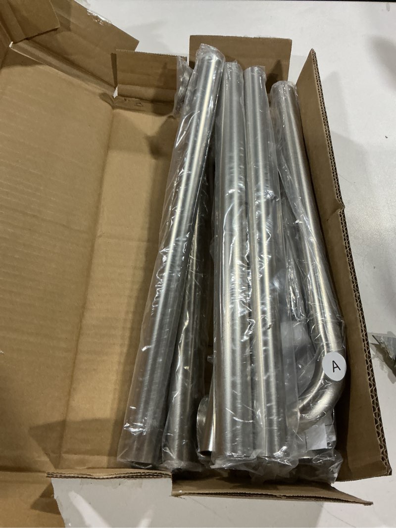 Condition photo showing Good Condition for curtain rods for windows, 28 to 84 inches wrap around heavy duty drapery rod, 1" wall mounted ceiling mounted curved blackout room darkening curtains rod for bedroom kitchen window, brushed nickel brushed nickel 28"-84"
