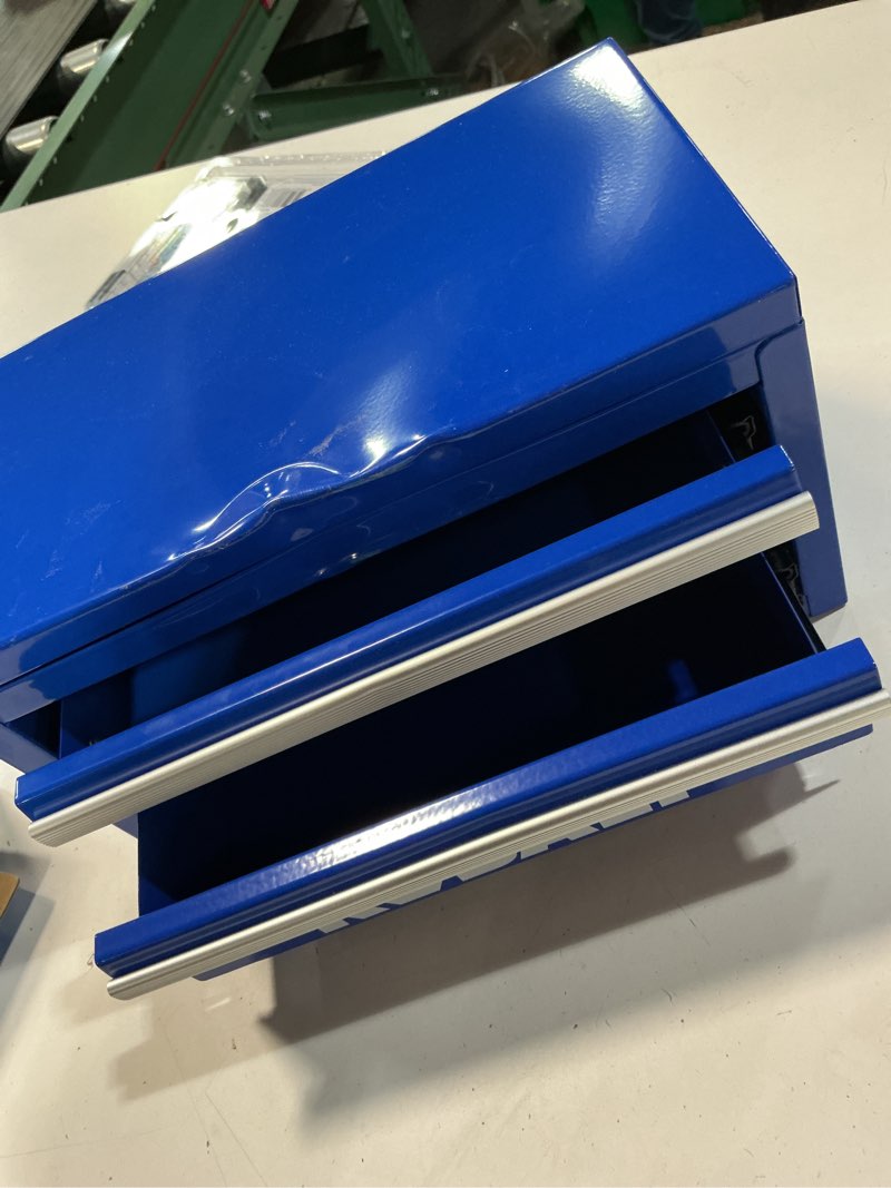 Condition photo showing As Is for kobalt portable tool box 10.83-in w x 5.91-in h x 5.91-in d 2 -drawer blue steel tool box