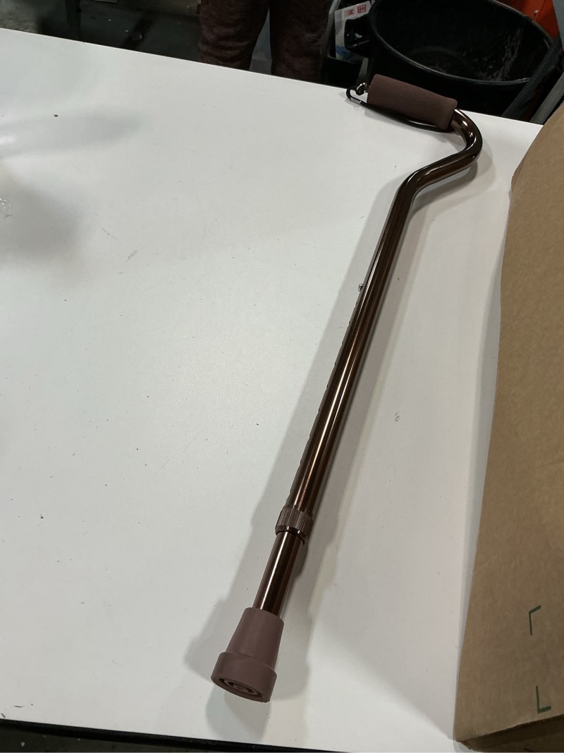 Condition photo showing As Is for Medline Offset Handle Cane, Aluminum, Supports up to 300 lbs, Bronze