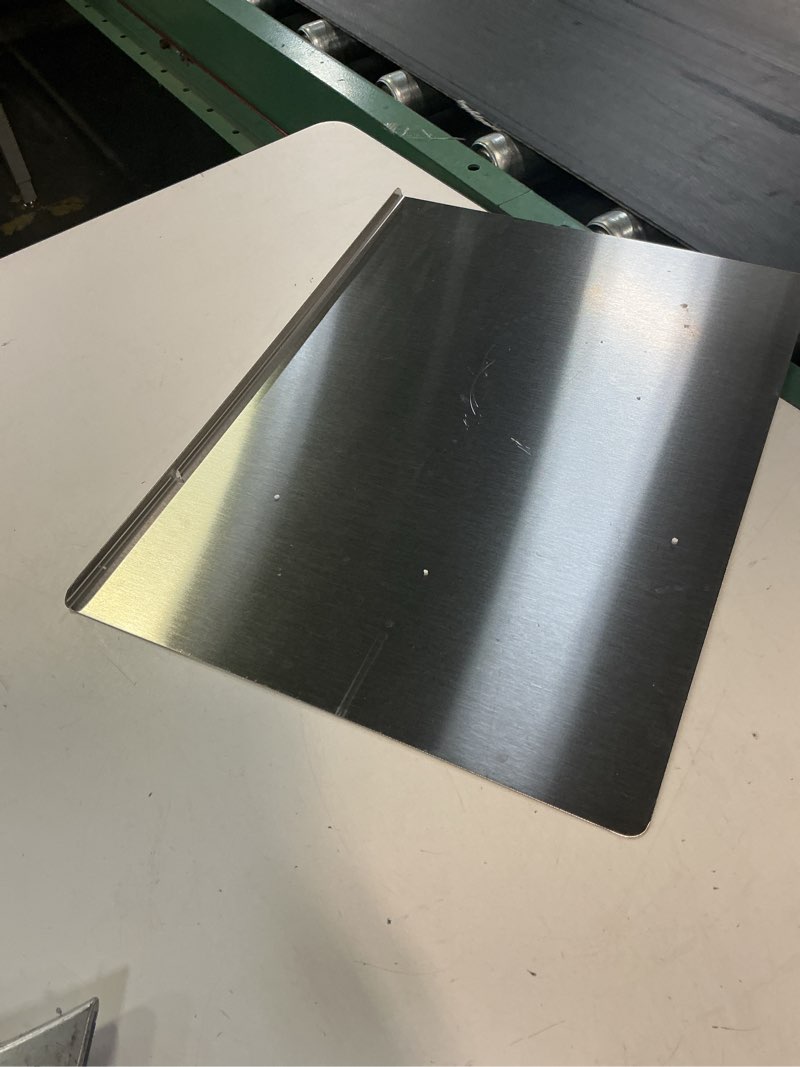 Condition photo showing As Is for 304 stainless steel cutting board with lip for kitchen counter, large metal pastry board for kneading dough, meat & veggie prep, non-stick & hygienic, includes bonus rolling pin (11.81 * 11.81inch) 11.81*11.81inch