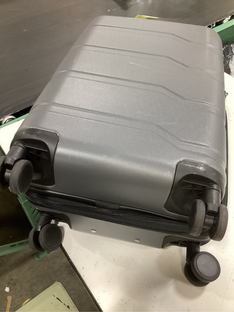 Condition photo showing As Is for carry on spinner wheels suitcase gray - open story small 