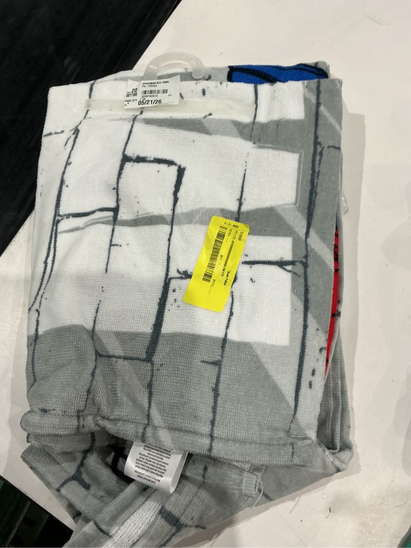 Condition photo showing As Is for spiderman soft towel