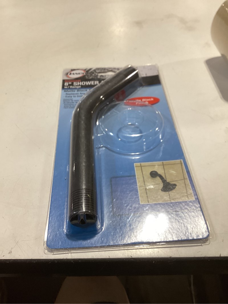 Condition photo showing As Is for danco matte black 8-in universal bathtub/shower shower arm and flange
