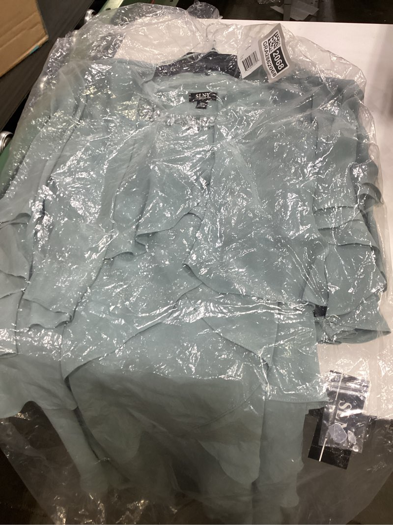 Condition photo showing Good Condition for S.L. Fashions Women's Plus Size Chiffon Tier Jacket Dress with Beaded Neckline 14 Plus Sage
