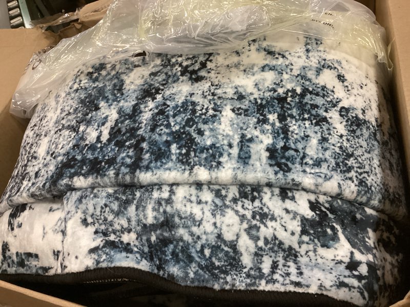 Condition photo showing Good Condition for Rugflix 8x10 Area Rugs for Living Room, Washable Large Rug Stain-Resistant Low Pile, Modern Dark Carpet for Dining Room Home Office Kid Room Nursery Bedroom, Navy Blue/Black Ocean Blue 8' x 10' (Rectangular)