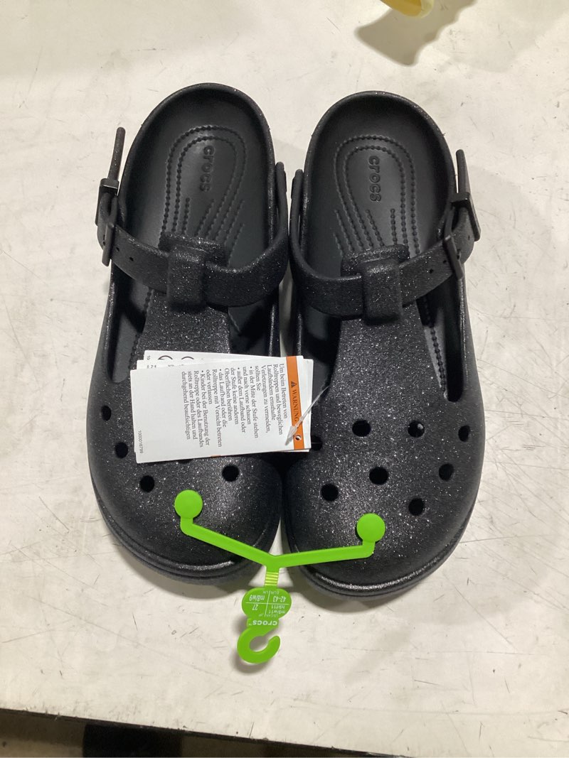 Condition photo showing New/Like New for crocs classic mary jane glitter clog, size mens 9 womens 11