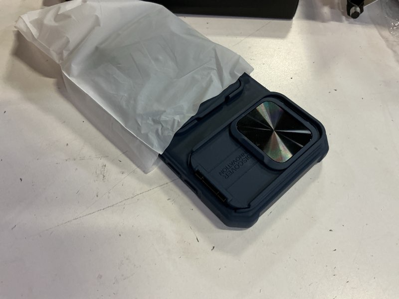 Condition photo showing Good Condition for sslotscase for iphone 16 pro max case with stand & credit card holder & sliding camera cover, full-body drop proof tpu soft silicone edge protective case cover for iphone 16 pro max 6.9'' 5g, blue blue iphone 16 pro max