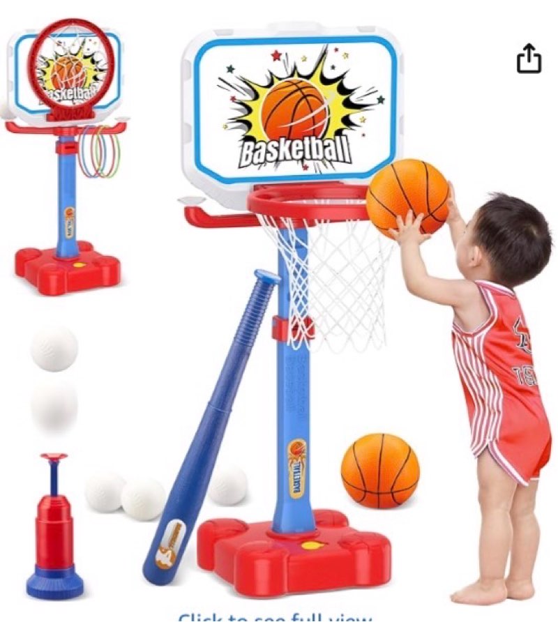 HouzeFun 4 in 1 Adjustable Height Basketball Hoop for Toddler 3-5, Indoor Sports Toy Set, Best Sport
