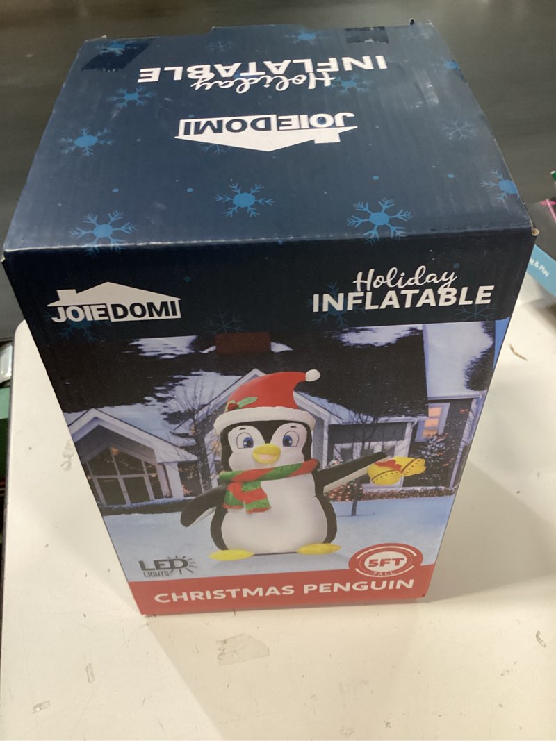 Condition photo showing New/Like New for Joiedomi 5 FT Christmas Inflatable Penguin Decoration, Blow Up Yard Decoration Holiday Life-Size with Built-in LEDs for Christmas Party Indoor, Outdoor, Yard, Garden, Lawn Décor