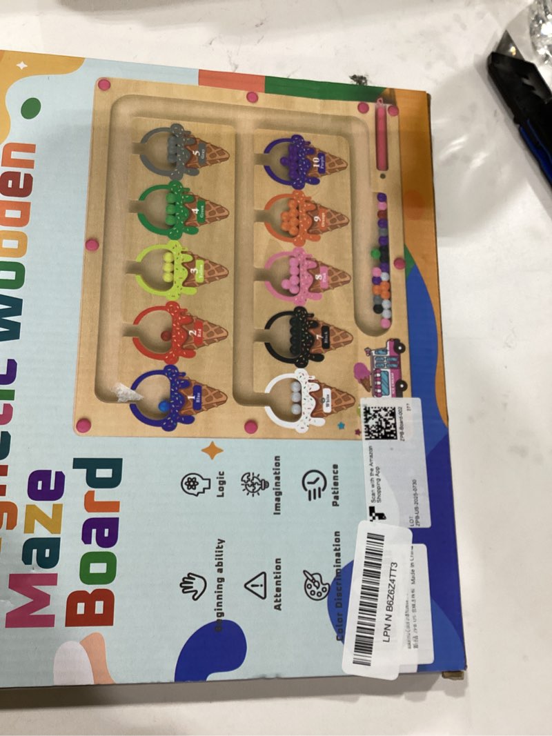 Condition photo showing Good Condition for Magnetic Color and Number Maze,Montessori Toy for 2-5 Years Old Girls,Wooden Magnet Balls Puzzles,Toddler Busy Board Game,Preschool Learning Activities,Christmas & Birthday Gift for Kids Magnet Toys - Ice Cream