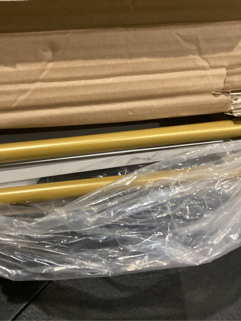 Condition photo showing As Is for HOOBRO Folding TV Tray Tables, Set of 2 Stable Snack Table for Small Space, Portable Sofa Side Table, Easy Assembly and Storage, Ideal for Snacks and Meals in Living Room, Marble and Gold DM25BZ01 2 Marble + Gold