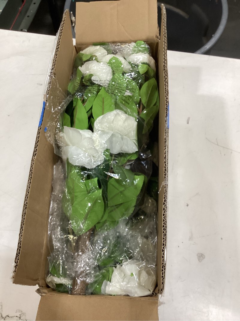 Condition photo showing Good Condition for 35.4" white artificial flowers stems real touch fake camellia fade resistant, 3pcs realistic faux camellia silk flowers for floral arrangements, table centerpiece, wedding, living room, entryway decor # white