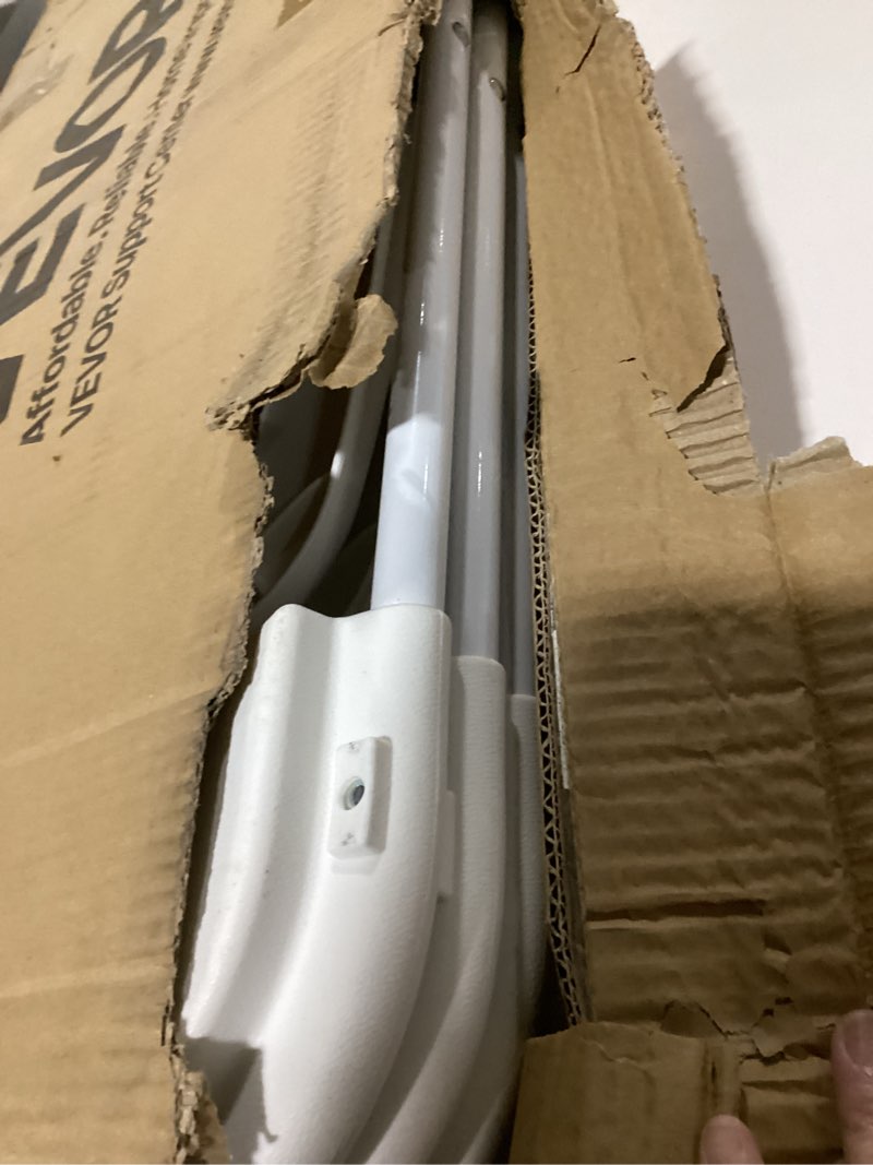 Condition photo showing As Is for VEVOR 4 Pack Folding Chairs, Foldable Plastic Chair with Reinforced Metal Frame, Heavy Duty Portable Party Chairs, Stackable Indoor Outdoor Seat w/Non-Slip Feet for Event Dining Patio, 350lbs Capacity White Plastic 4 Pack