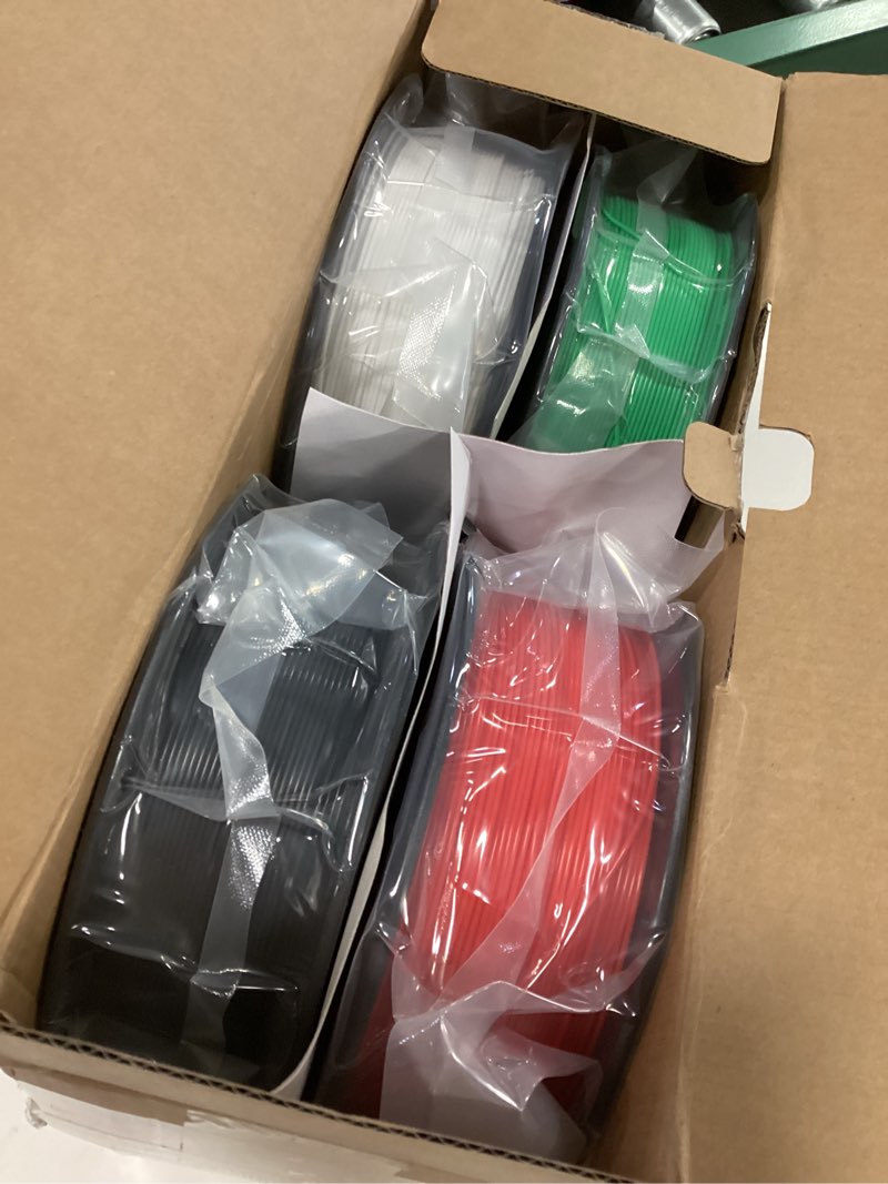 Condition photo showing New/Like New for ANYCUBIC High Speed 3D Printer Filament 1.75mm Bundle, Rapid PLA Filament with High Prints Quality, Dimensional Accuracy +/- 0.02mm, 1KG Reusable Spool, 4KG White + Black + Red + Green 4*1kg (White + Black + Red + Green)