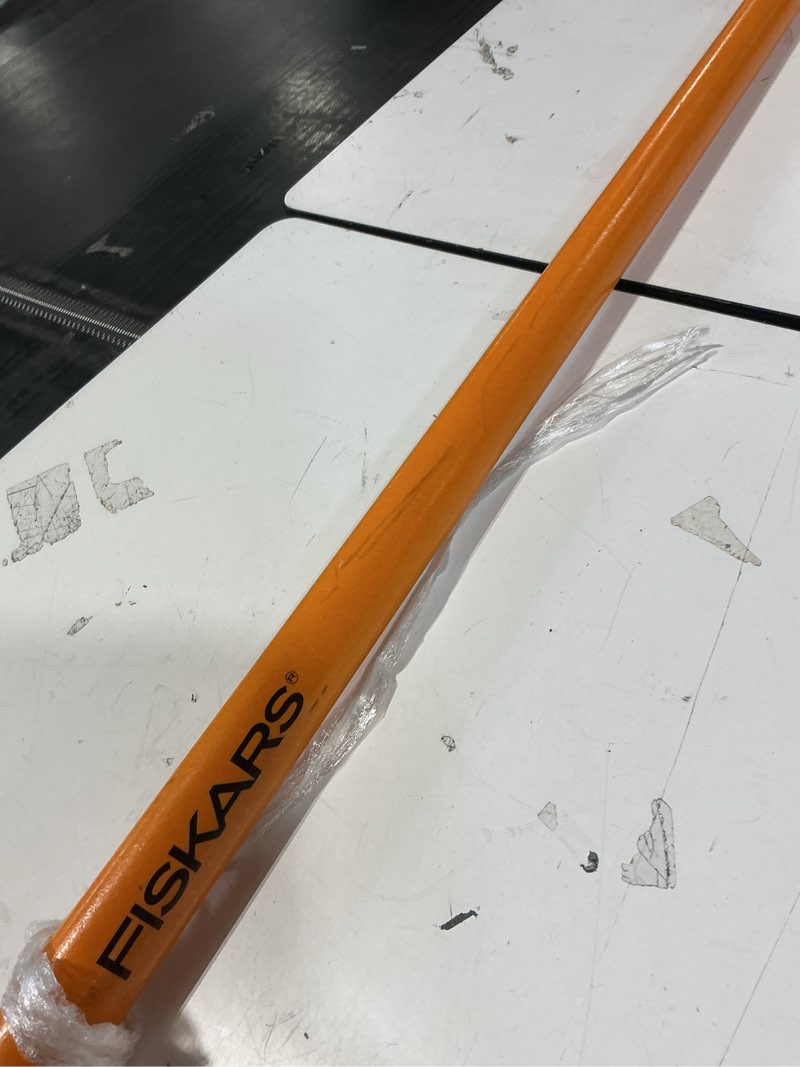 Condition photo showing As Is for fiskars xtendcontrol 16' tree pruner with 15" x3 double-hooked saw, two 4-8 ft extension pole, lightweight aluminum pole saw for fast cutting with sawdust reliefs, secure locking system, orange 16' x3 double-hooked saw
