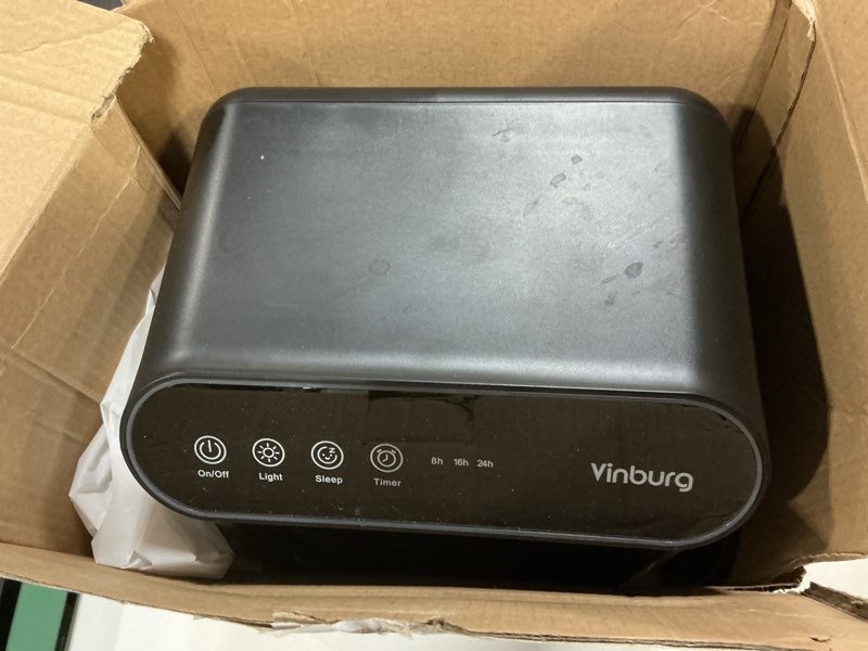 Condition photo showing As Is for dehumidifier for basement (85 oz, 800 sq ft) quiet dehumidifiers for home, auto shut-off, sleep mode, 3 gear timer(8h,16h,24h), small dehumidifier for bedroom, bathroom with drain hose (deep black)