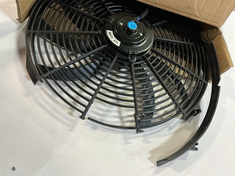 Condition photo showing As Is for labwork 16" electric radiator fan high 3000+cfm thermostat wiring switch relay kit black