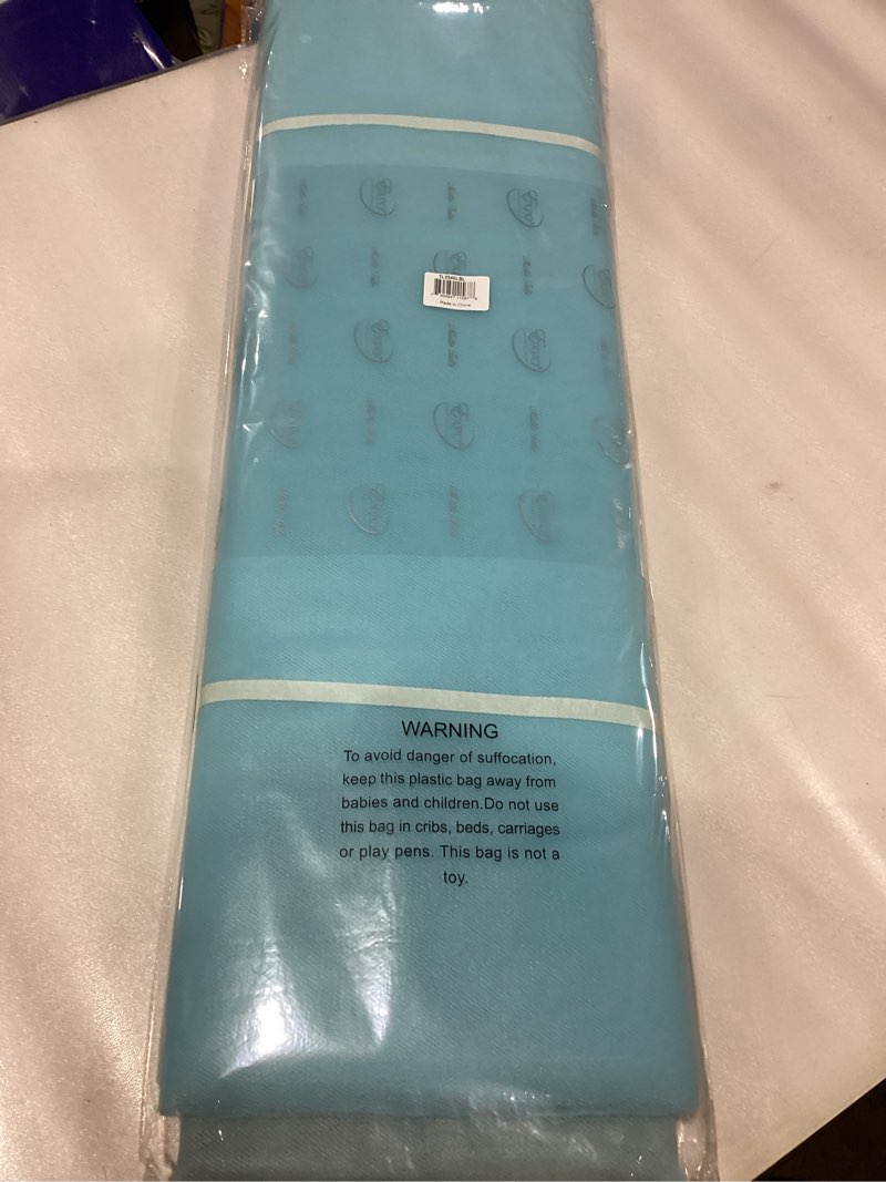 Condition photo showing New/Like New for Expo International Decorative Matte Tulle, Bolt of 54” X 25 Yards, Polyester Fabric for Wedding, Floral, or Party Decorations, Easy-to-Use, Light Blue, Pack of 1 40 Yards Light Blue
