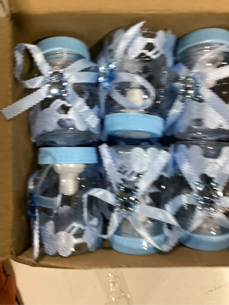 Condition photo showing Good Condition for nuenen 36 pcs baby shower mini milk bottle plastic bear bottles for baby shower candy jar with ribbon for party favor gift (blue,stylish) blue stylish