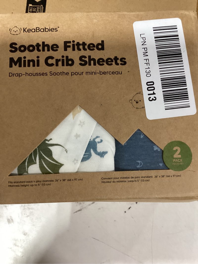 Condition photo showing Good Condition for similar product2-Pack Mini Crib Sheets Fitted - 38x26 Pack N Play Sheets for Pack and Play Mattress, Organic Cotton, Soft & Breathable Playard Bedding, Neutral Mini Toddler Bed Cover for Boys, Girls (Elly)