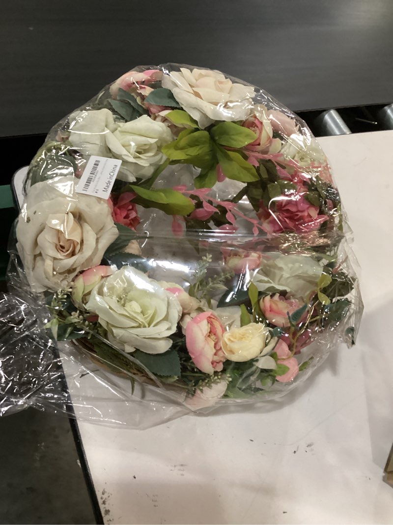 Condition photo showing Good Condition for peony spring wreaths for front door outside 23 inch handmade summer wreaths for front door wall window decor in all season(large)