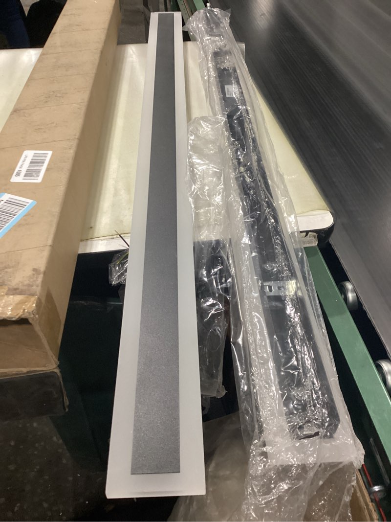 Condition photo showing As Is for 2Pack 47.2inch Long Outdoor Modern LED Wall Light,38W Waterproof IP65 Warm White 110V led Wall Mount Lighting Fixture Rectangular Black Wall Lights Elegant Frosted White Acrylic Anti Rust 2Pack-47.2inch