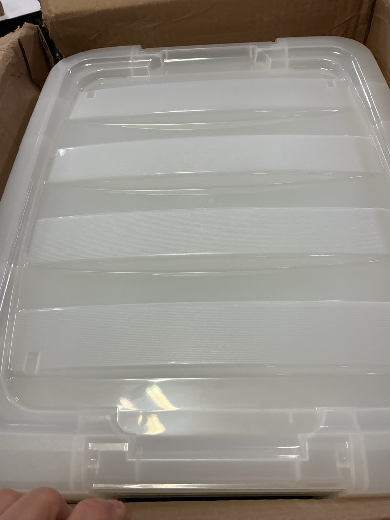 Condition photo showing Good Condition for iris usa 19 qt stackable plastic storage bins with lids, 6 pack - bpa-free, made in usa - discreet organizing solution, latches, durable nestable containers, secure pull handle - pearl pearl 19 qt 6 pack