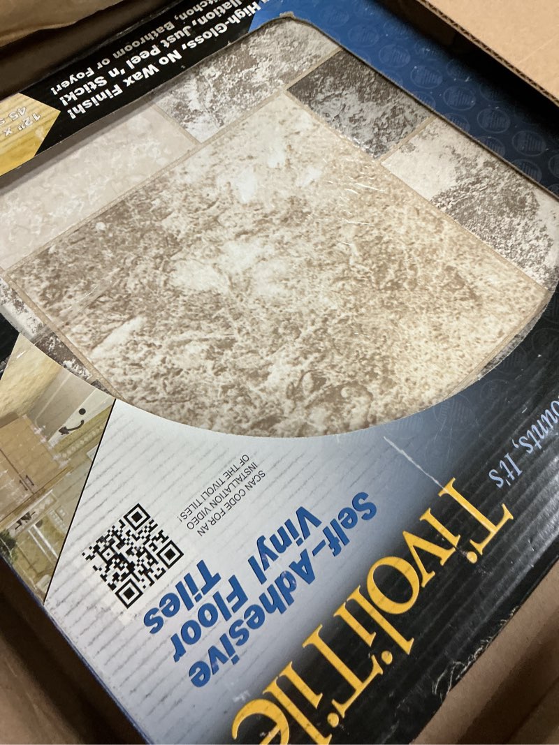 Condition photo showing Good Condition for tivoli self adhesive vinyl floor tiles, 45 tiles - 12" x 12", marble blocks - peel & stick, diy flooring for kitchen, dining room, bedrooms, basements & bathrooms by achim home decor
