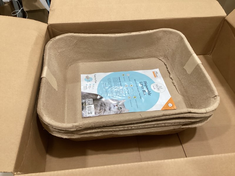 Condition photo showing Good Condition for Kitty Sift Disposable Cat Litter Box Jumbo, 6 Count, Durable and Portable for Travel and Home, Eco-Friendly Disposable Litter Box Controls Odor Litter Box Only Jumbo (6-Piece Set)