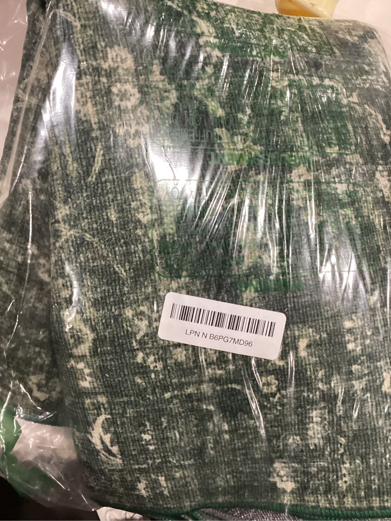 Condition photo showing Good Condition for washable area rug 2x6 green runner rugs for living room, vintage boho hallway large rug for bedroom dining room office, distressed floral carpet for under table, soft non slip low pile throw carpet 2' x 6' (runner) dark green